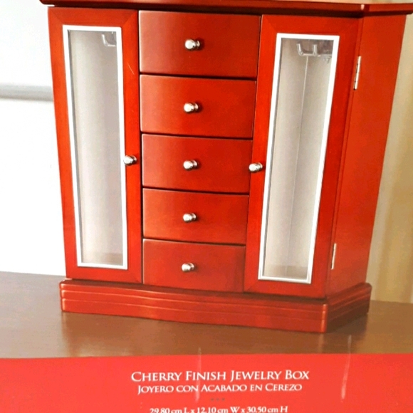 Jewelry box Other - Beautiful Cherry Wood Finish Jewelry Box